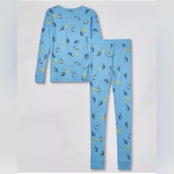 New Wondershop Blue Hanukkah Men's Pajamas Set, Size L - Picture 4 of 4